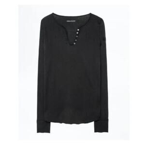 Zadig & Voltaire Womens Zadig Loves Pad Paris Graphic Long Sleeve Henley Top M‎